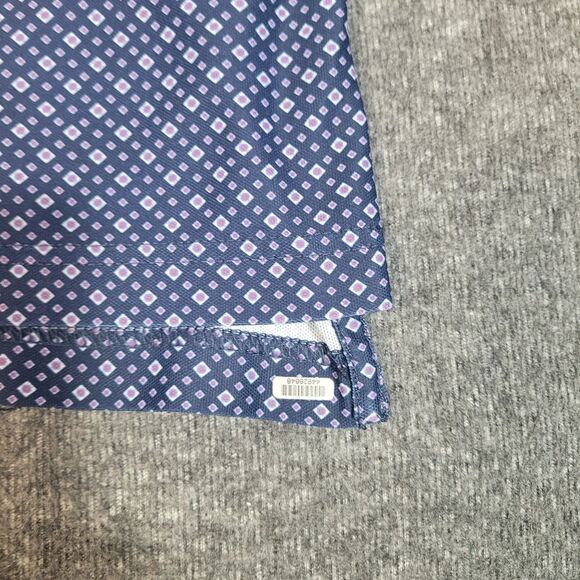Peter Millar Golf Polo Shirt Mens 2XL Purple Geometric Pattern BlueJack National - Picture 6 of 11